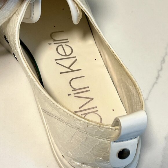 Calvin Klein White Snakeskin Michaela 2 Sneakers – Size 9 - Picture 8 of 15